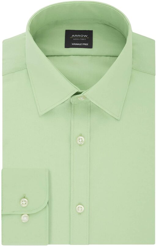 Arrow 1851 Men's Dress Shirt Poplin (Available in Regular, Fitted, Slim, and Extreme Slim Fits)