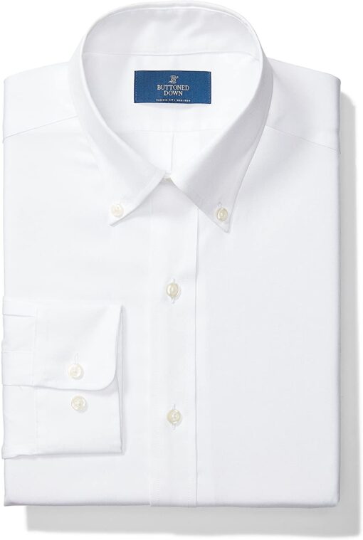 Buttoned Down Men's Standard Classic Fit Button Collar Solid Non-Iron Dress Shirt